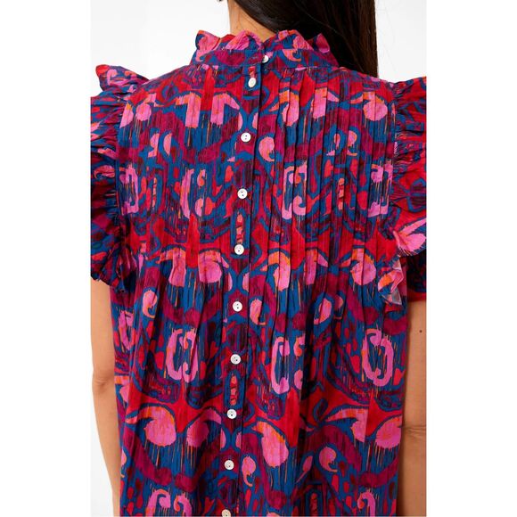 OLIPHANT Exclusive Blue Kazak Pintuck Ruffle Top $188, XXS G16 - Picture 3 of 10